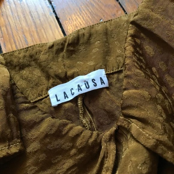 LACAUSA USA Women Tan Brown Gold Cheetah Leopard Print Spaghetti Strap Cami Top - Picture 4 of 4